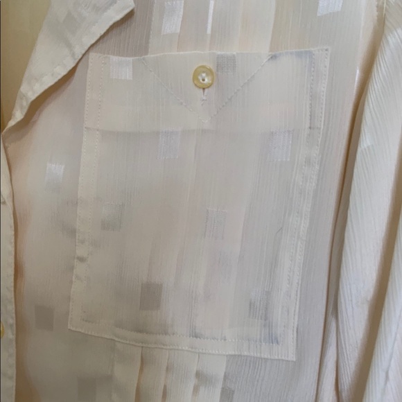 70s sheer funky print Long sleeve button down - Picture 3 of 4